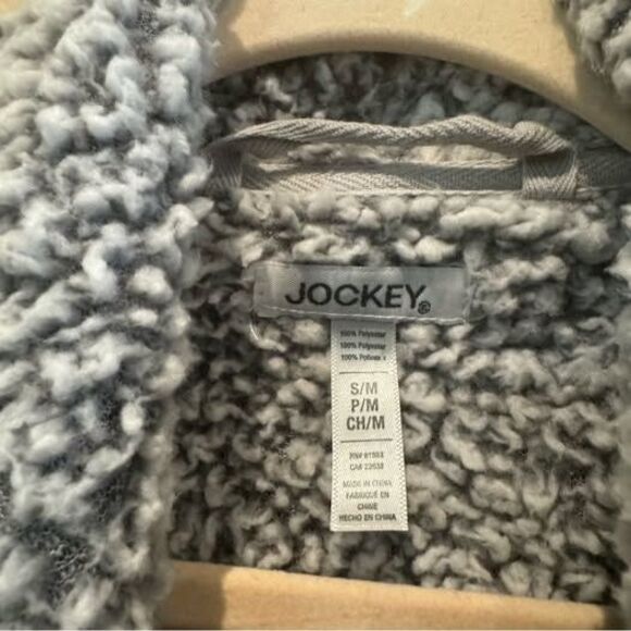 Jockey Grey Sherpa Cardigan Sweater Fleece - Size S/M - Picture 3 of 3